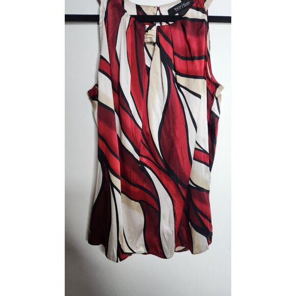 WHBM Sleeveless Pleated Neck Halter Silk Stretch Size 4 Top Corpcore Classy Work - Picture 3 of 6